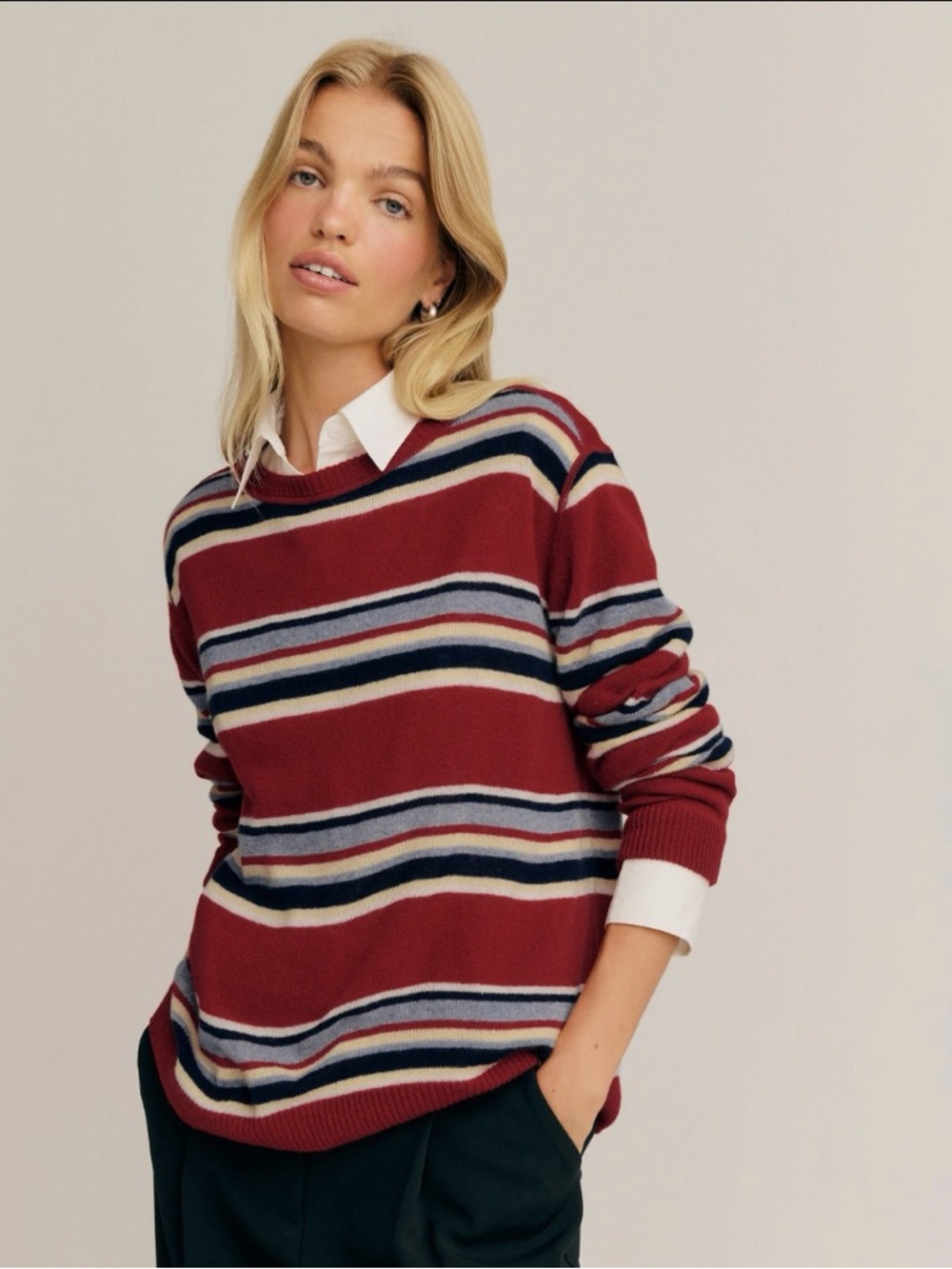 Reformation Cashmere Boyfriend Stripe Sweater